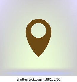 Flat paper cut style icon of map pointer vector illustration