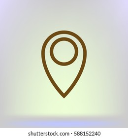 Flat paper cut style icon of map pointer vector illustration