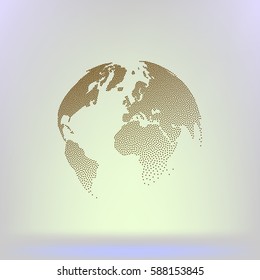 Flat paper cut style icon of globe. Vector illustration
