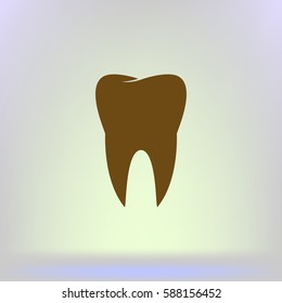 Flat paper cut style icon of tooth. Dentistry symbol icon vector illustration