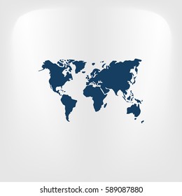 Flat Paper Cut Style Icon Of World Map. Vector Illustration