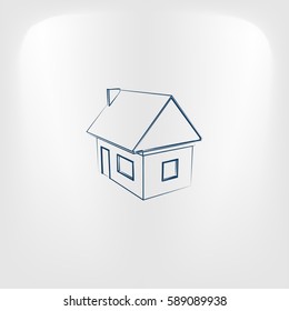 Flat paper cut style icon of house model vector illustration