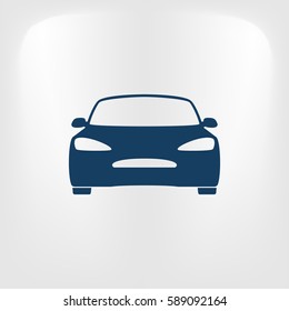 Flat paper cut style icon of a car. Vector illustration