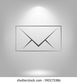 Flat paper cut style icon of envelope. E-mail symbol