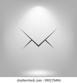 Flat paper cut style icon of envelope. E-mail symbol