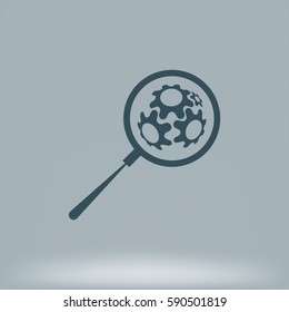 Flat paper cut style icon of magnifier. Vector illustration
