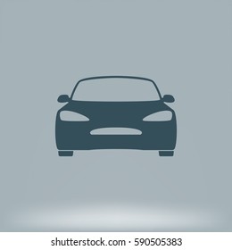 Flat paper cut style icon of a car. Vector illustration