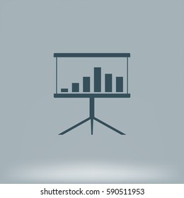 Flat paper cut style icon of a presentation stand. Vector illustration
