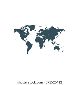 Flat paper cut style icon of World Map. Vector illustration