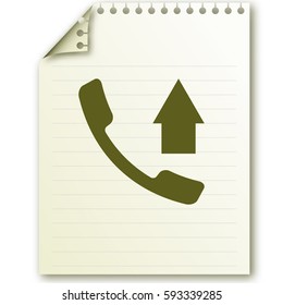 Flat paper cut style icon of out-coming call. Vector illustration