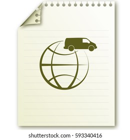 Flat paper cut style icon of vehicle. Delivery car symbol vector illustration