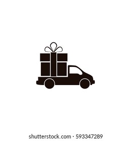 Flat paper cut style icon of vehicle. Delivery car symbol vector illustration