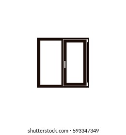 Flat paper cut style icon of modern window. Vector illustration