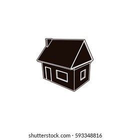 Flat paper cut style icon of house model vector illustration