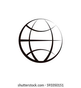 Flat paper cut style icon of globe. Vector illustration
