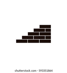 Flat paper cut style icon of brickwork fragment. Vector illustration