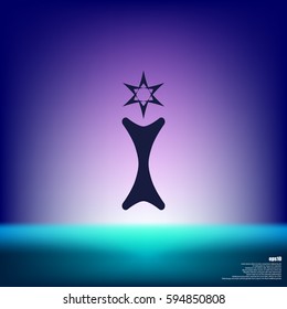 Flat paper cut style icon of trophy and award. Vector illustration