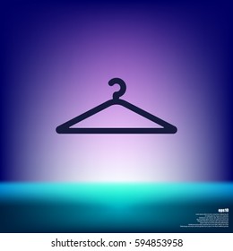 Flat paper cut style icon of hanger. Vector illustration