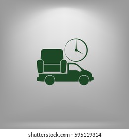 Flat paper cut style icon of vehicle. Delivery car symbol vector illustration