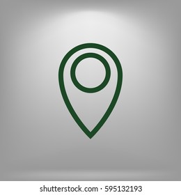 Flat paper cut style icon of map pointer vector illustration