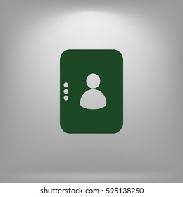 Flat paper cut style icon of an address book. Vector illustration