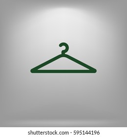 Flat paper cut style icon of hanger. Vector illustration