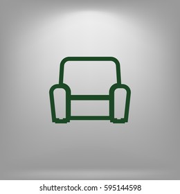 Flat paper cut style icon of furniture. Vector illustration