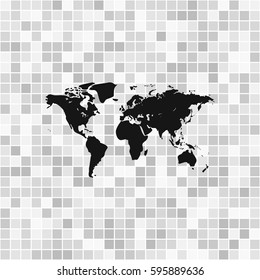 Flat paper cut style icon of World Map. Vector illustration