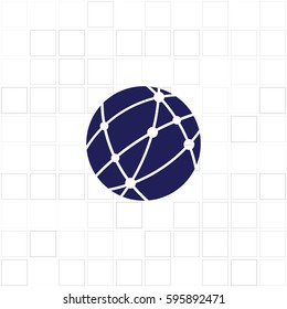 Flat paper cut style icon of globe. Vector illustration