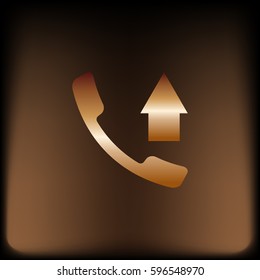 Flat paper cut style icon of outgoing call. Vector illustration