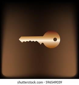 Flat paper cut style icon of an old key. Vector illustration