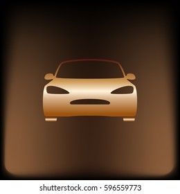 Flat paper cut style icon of a car. Vector illustration