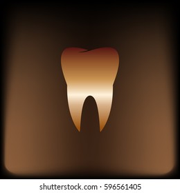 Flat paper cut style icon of tooth. Dentistry symbol icon vector illustration