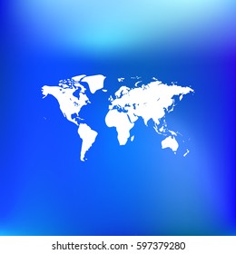Flat paper cut style icon of World Map. Vector illustration