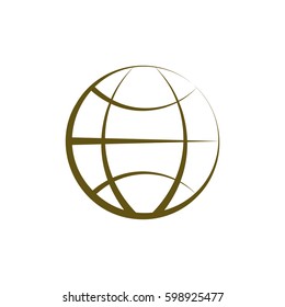 Flat paper cut style icon of globe. Vector illustration