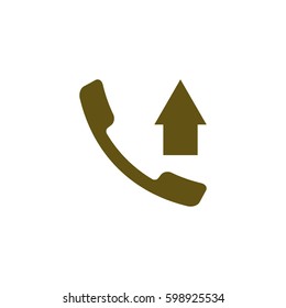 Flat paper cut style icon of out-coming call. Vector illustration