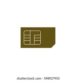 Flat paper cut style icon of a sim card. Vector illustration