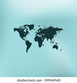 Flat paper cut style icon of World Map. Vector illustration
