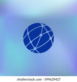 Flat paper cut style icon of globe. Vector illustration