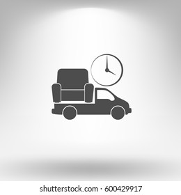 Flat paper cut style icon of vehicle. Delivery car symbol vector illustration