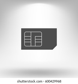 Flat paper cut style icon of a sim card. Vector illustration