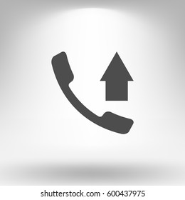 Flat paper cut style icon of out-coming call. Vector illustration