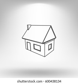Flat paper cut style icon of house model vector illustration