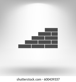 Flat paper cut style icon of brickwork fragment. Vector illustration