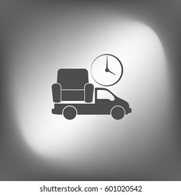 Flat paper cut style icon of vehicle. Delivery car symbol vector illustration