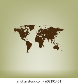 Flat paper cut style icon of World Map. Vector illustration