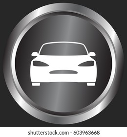 Flat paper cut style icon of a car. Vector illustration