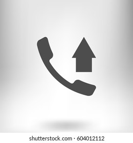 Flat paper cut style icon of out-coming call. Vector illustration