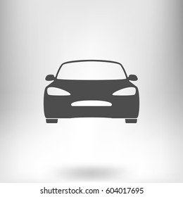 Flat paper cut style icon of a car. Vector illustration