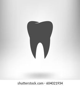 Flat paper cut style icon of tooth. Dentistry symbol icon vector illustration